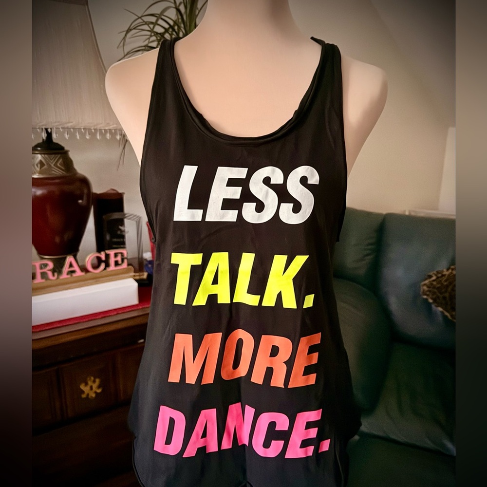 Zumba Fitness Black Tunic Top with Colorful Text
